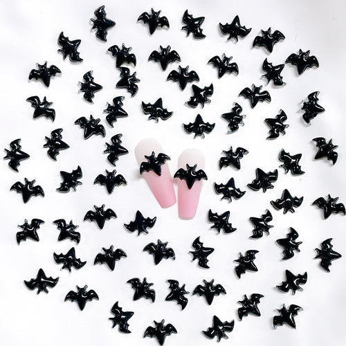 100-Piece Black Bat Nail Charms